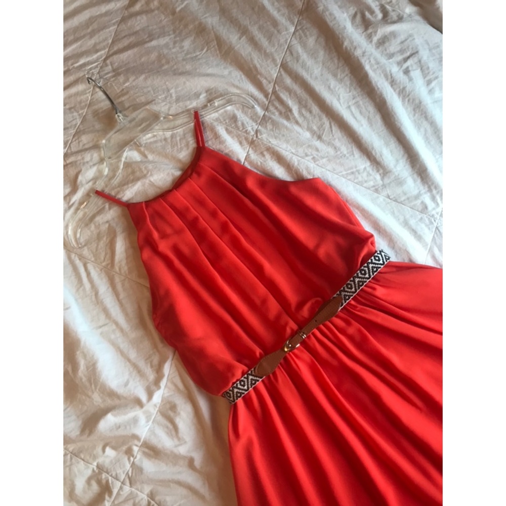 Orange Summer Halter Occasion Dress
